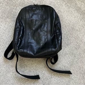 black leather backpack